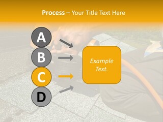 Carpenter Uses Nail Gun To Attach Asphalt Shingles To Roof PowerPoint Template