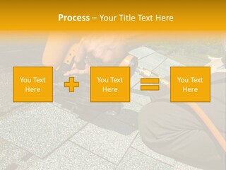 Carpenter Uses Nail Gun To Attach Asphalt Shingles To Roof PowerPoint Template