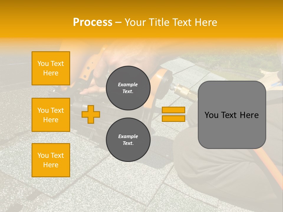 Carpenter Uses Nail Gun To Attach Asphalt Shingles To Roof PowerPoint Template