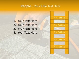 Carpenter Uses Nail Gun To Attach Asphalt Shingles To Roof PowerPoint Template