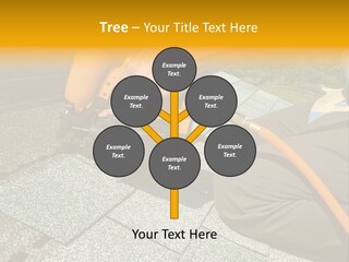 Carpenter Uses Nail Gun To Attach Asphalt Shingles To Roof PowerPoint Template