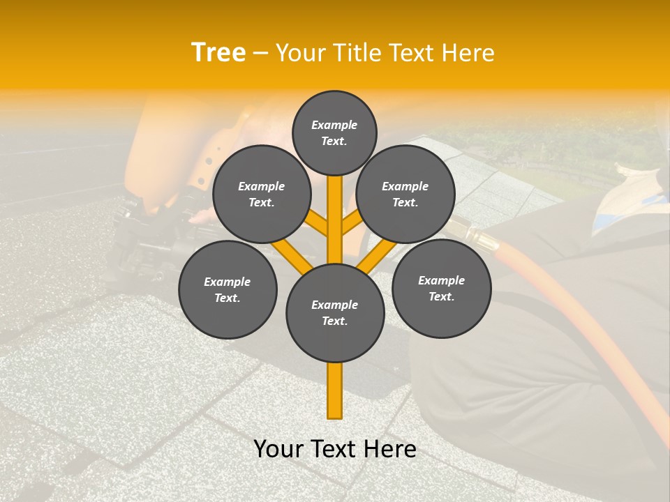 Carpenter Uses Nail Gun To Attach Asphalt Shingles To Roof PowerPoint Template