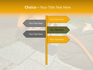 Carpenter Uses Nail Gun To Attach Asphalt Shingles To Roof PowerPoint Template