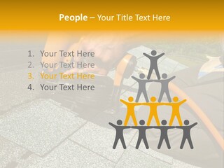 Carpenter Uses Nail Gun To Attach Asphalt Shingles To Roof PowerPoint Template