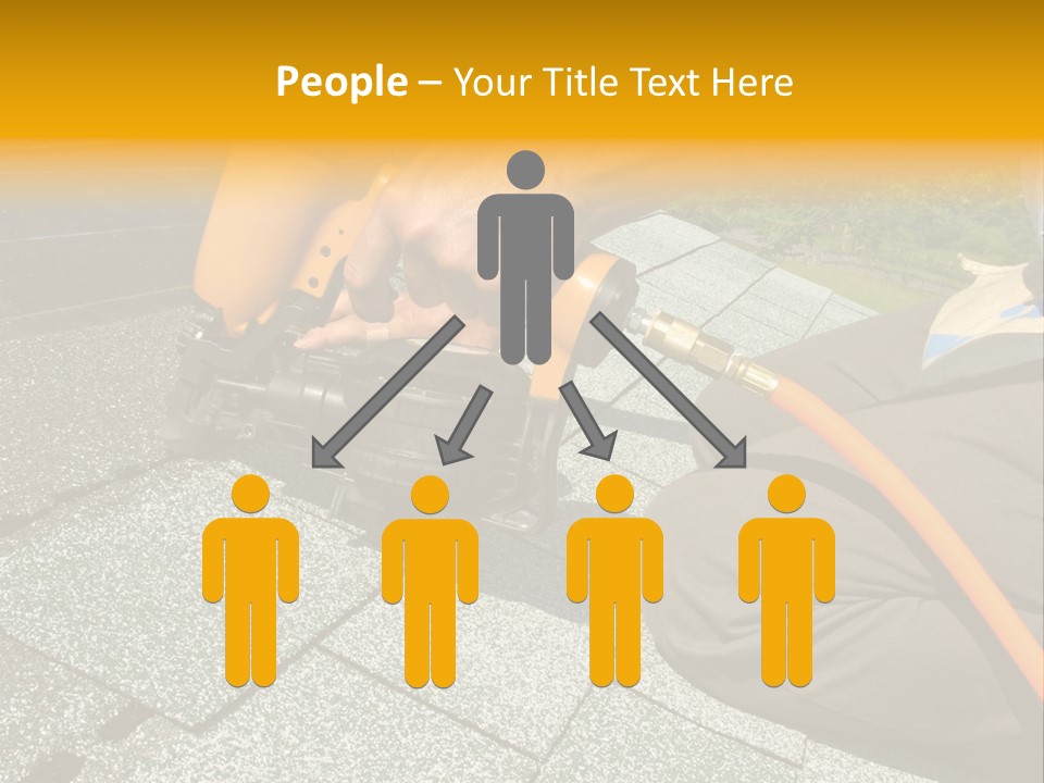 Carpenter Uses Nail Gun To Attach Asphalt Shingles To Roof PowerPoint Template