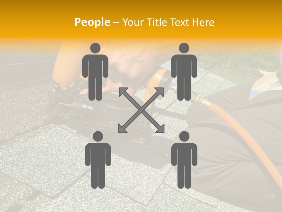Carpenter Uses Nail Gun To Attach Asphalt Shingles To Roof PowerPoint Template