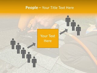 Carpenter Uses Nail Gun To Attach Asphalt Shingles To Roof PowerPoint Template