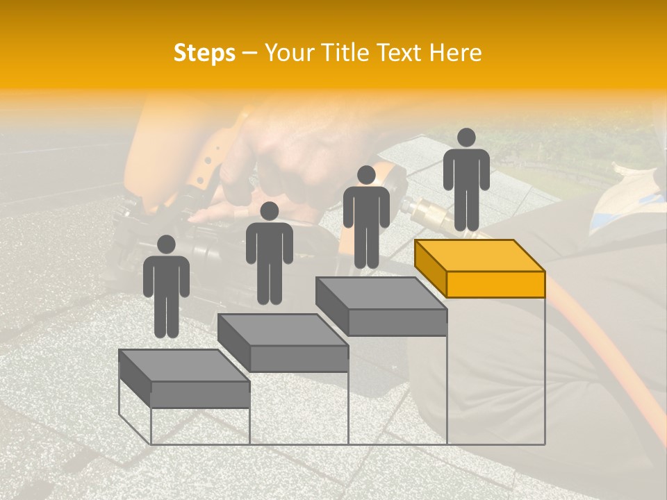 Carpenter Uses Nail Gun To Attach Asphalt Shingles To Roof PowerPoint Template