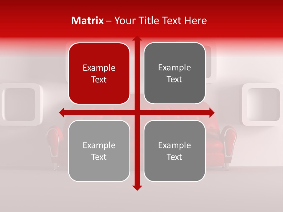 A Red Couch Sitting In Front Of A White Wall PowerPoint Template