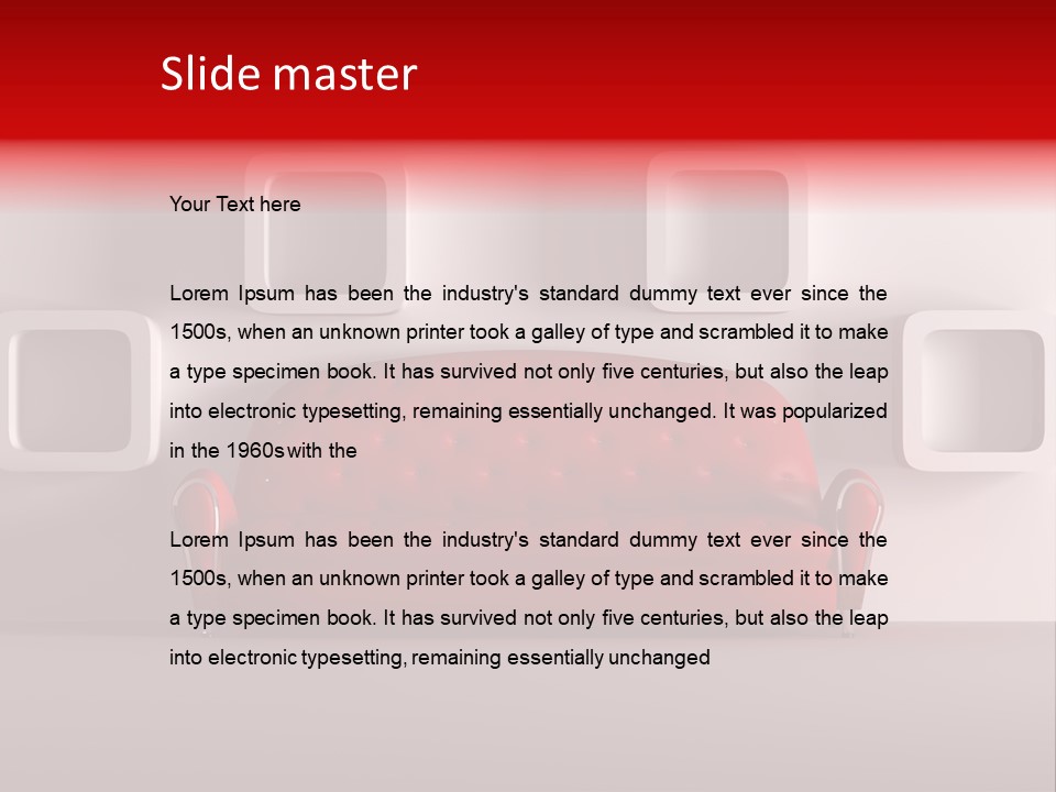 A Red Couch Sitting In Front Of A White Wall PowerPoint Template