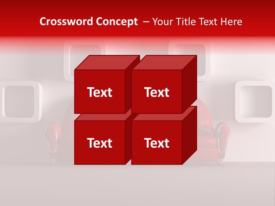 A Red Couch Sitting In Front Of A White Wall PowerPoint Template