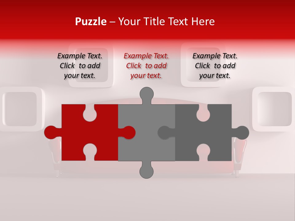 A Red Couch Sitting In Front Of A White Wall PowerPoint Template