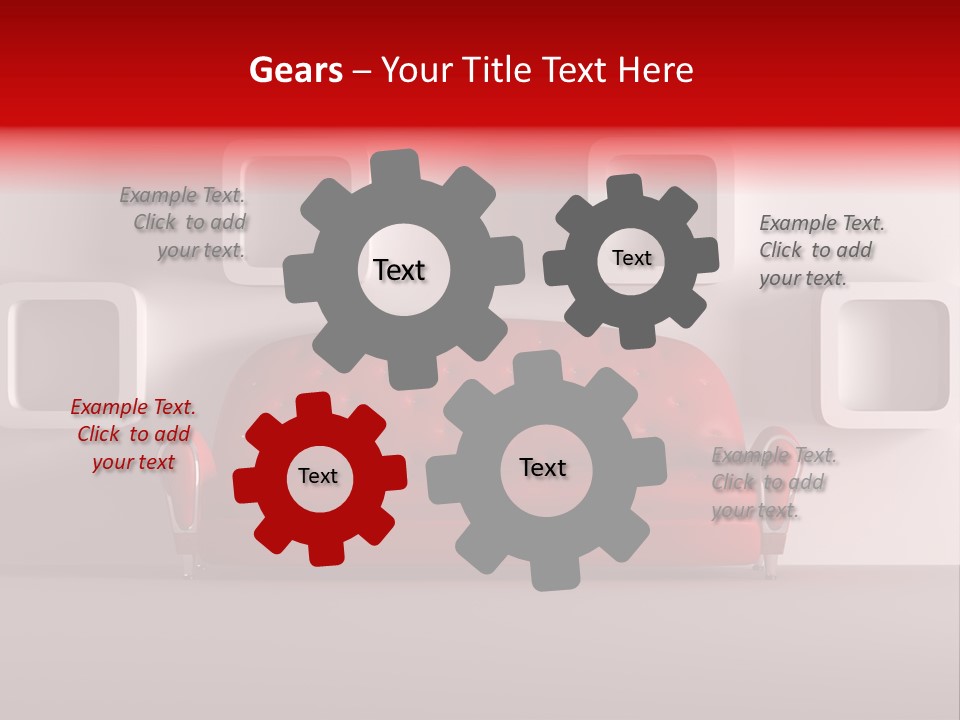 A Red Couch Sitting In Front Of A White Wall PowerPoint Template