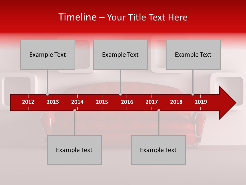 A Red Couch Sitting In Front Of A White Wall PowerPoint Template
