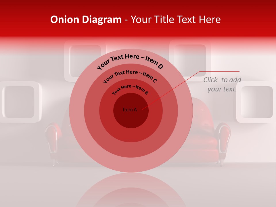 A Red Couch Sitting In Front Of A White Wall PowerPoint Template