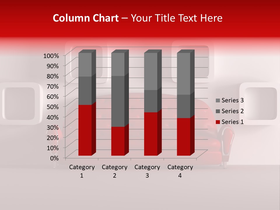 A Red Couch Sitting In Front Of A White Wall PowerPoint Template