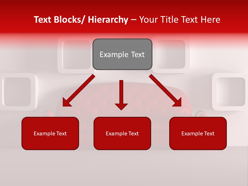 A Red Couch Sitting In Front Of A White Wall PowerPoint Template