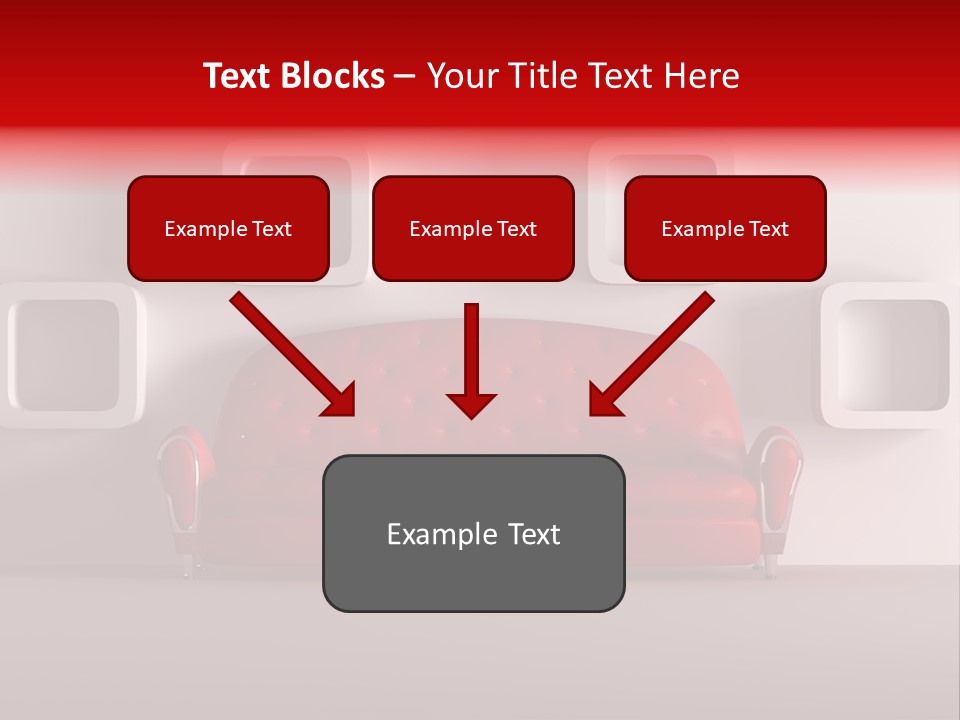 A Red Couch Sitting In Front Of A White Wall PowerPoint Template
