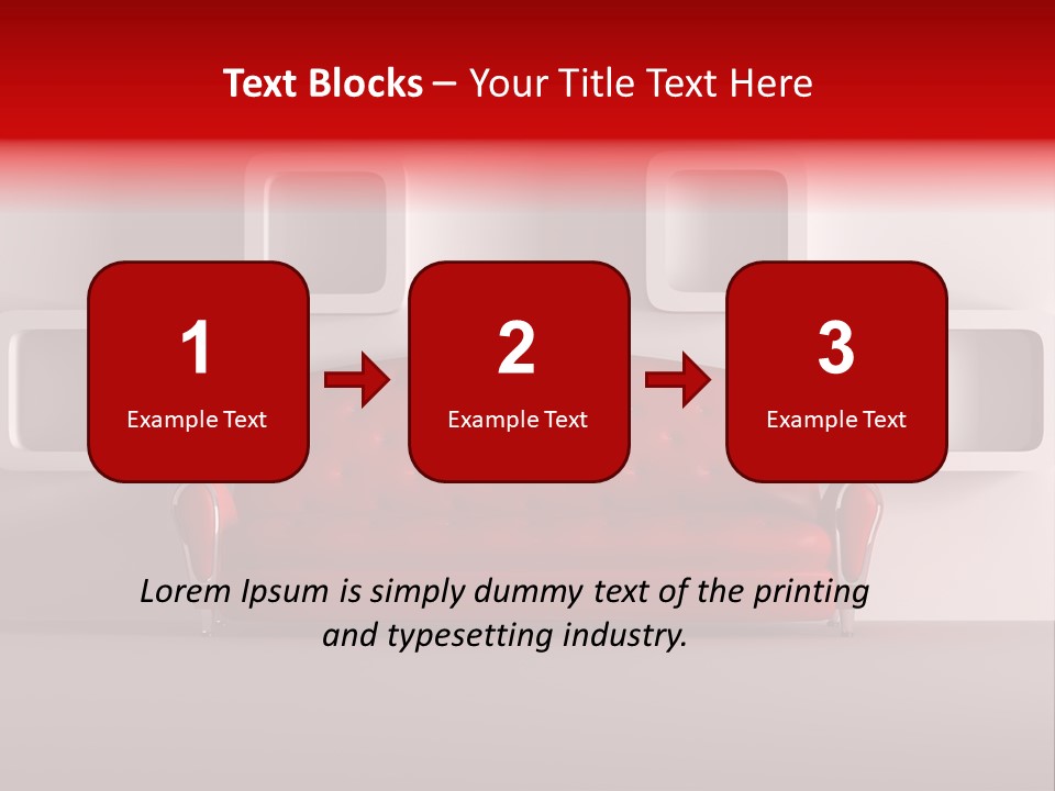 A Red Couch Sitting In Front Of A White Wall PowerPoint Template