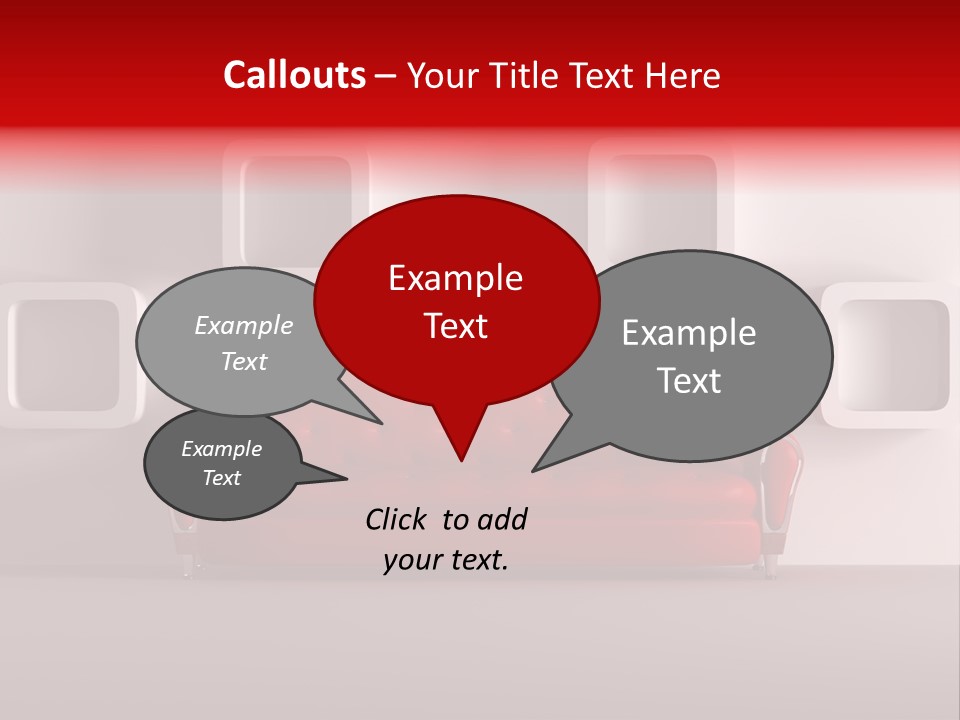 A Red Couch Sitting In Front Of A White Wall PowerPoint Template