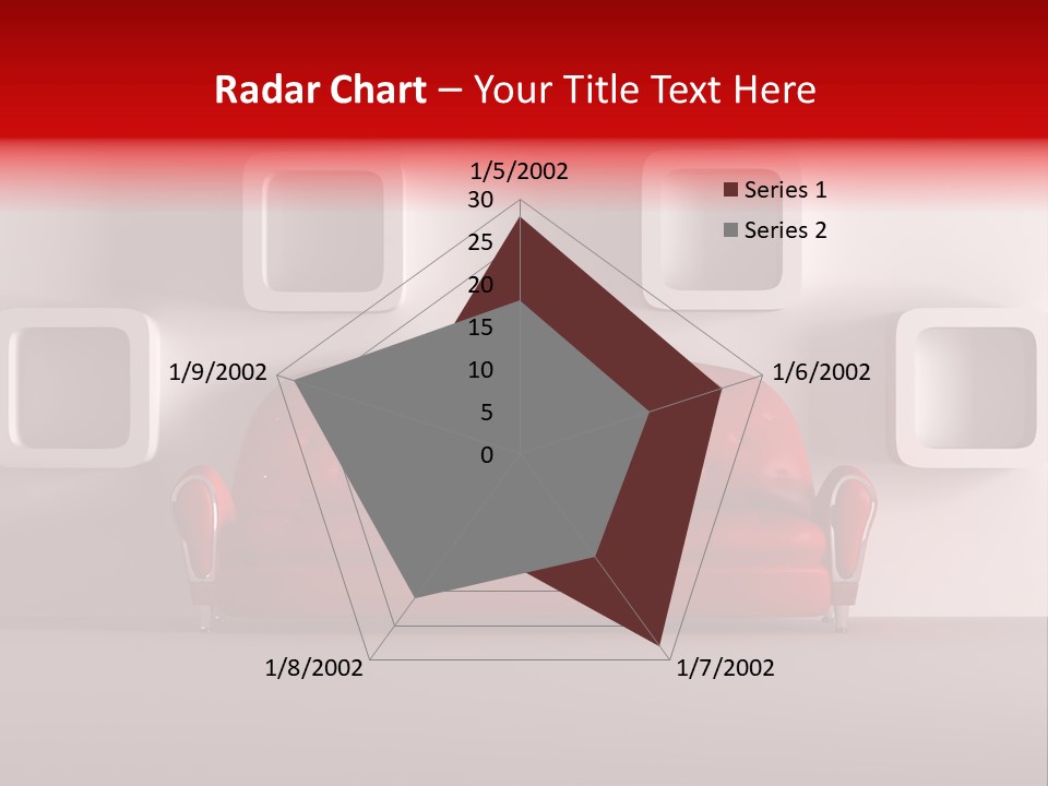 A Red Couch Sitting In Front Of A White Wall PowerPoint Template