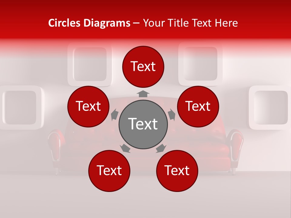 A Red Couch Sitting In Front Of A White Wall PowerPoint Template