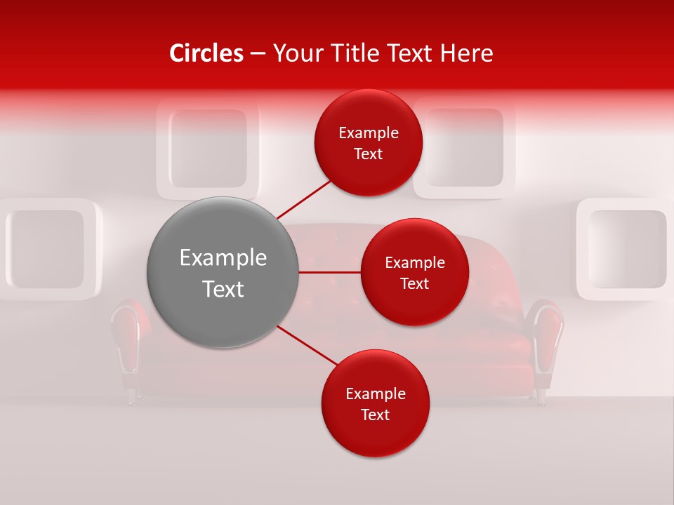 A Red Couch Sitting In Front Of A White Wall PowerPoint Template