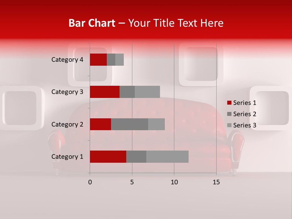 A Red Couch Sitting In Front Of A White Wall PowerPoint Template