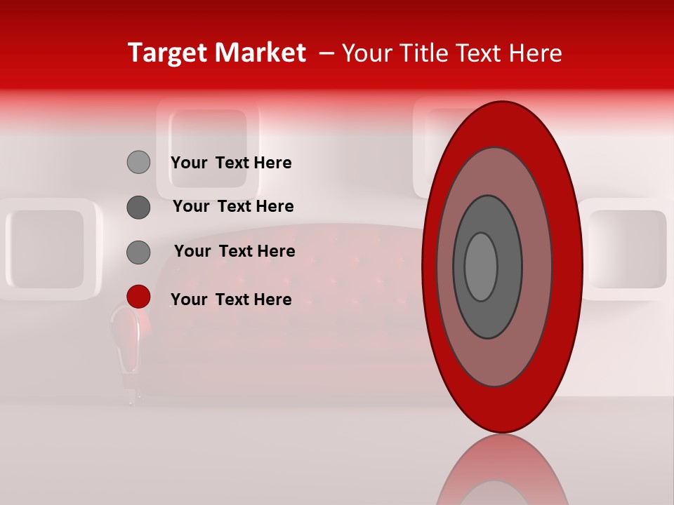 A Red Couch Sitting In Front Of A White Wall PowerPoint Template