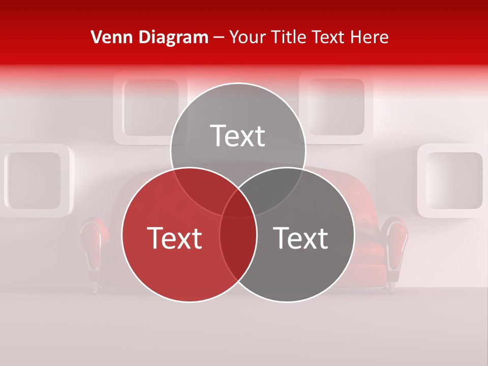 A Red Couch Sitting In Front Of A White Wall PowerPoint Template