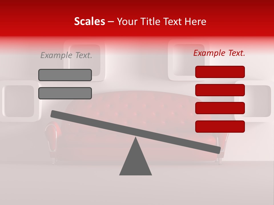 A Red Couch Sitting In Front Of A White Wall PowerPoint Template