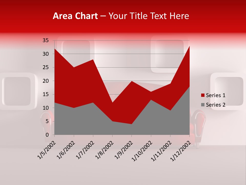 A Red Couch Sitting In Front Of A White Wall PowerPoint Template