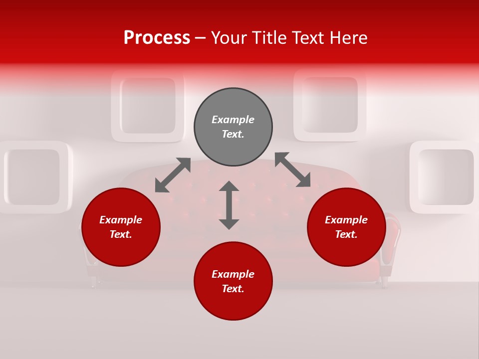 A Red Couch Sitting In Front Of A White Wall PowerPoint Template