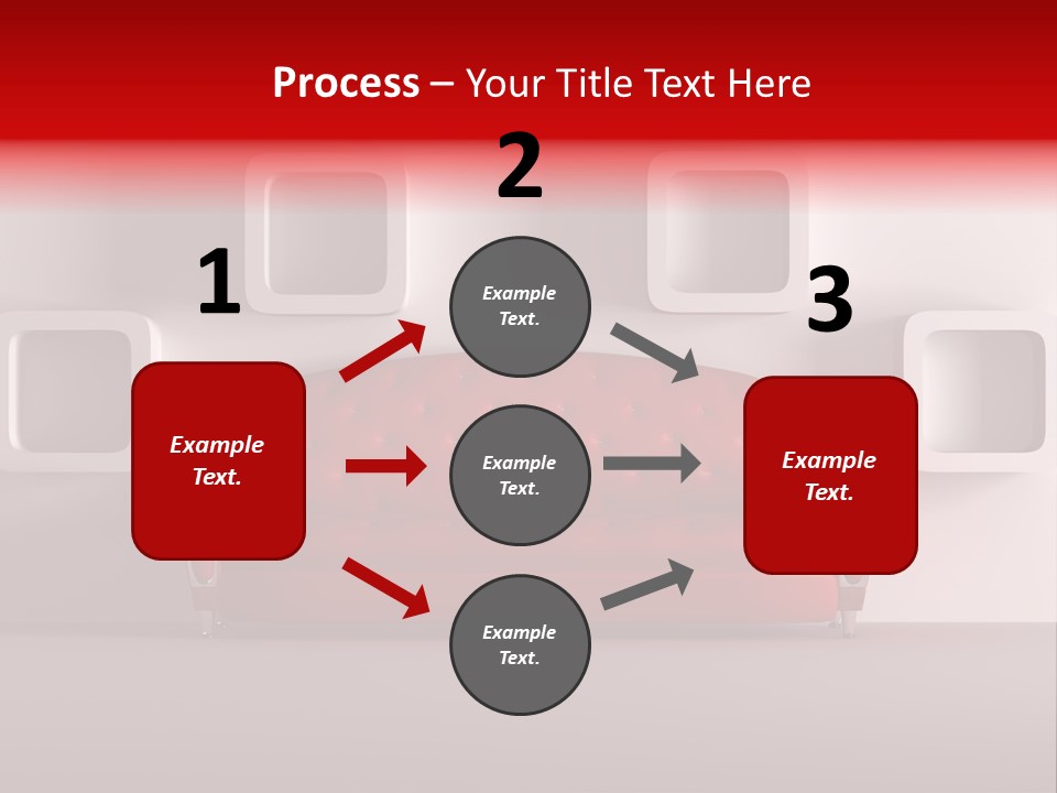 A Red Couch Sitting In Front Of A White Wall PowerPoint Template