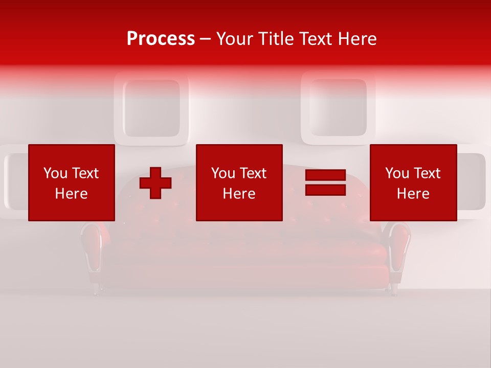 A Red Couch Sitting In Front Of A White Wall PowerPoint Template