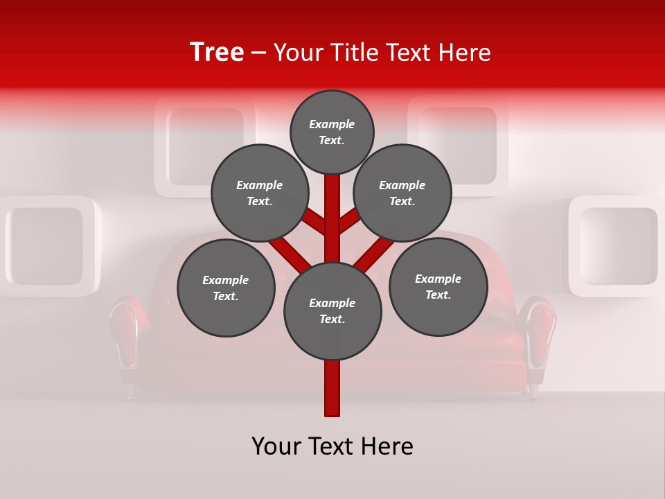 A Red Couch Sitting In Front Of A White Wall PowerPoint Template