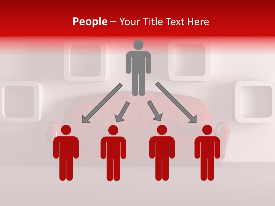 A Red Couch Sitting In Front Of A White Wall PowerPoint Template