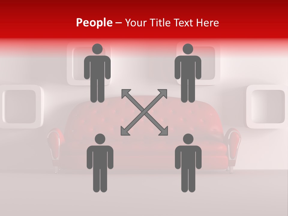 A Red Couch Sitting In Front Of A White Wall PowerPoint Template