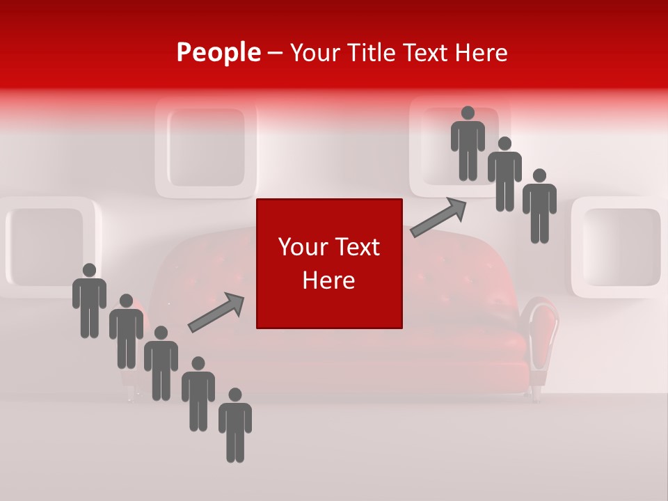 A Red Couch Sitting In Front Of A White Wall PowerPoint Template