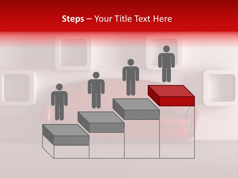 A Red Couch Sitting In Front Of A White Wall PowerPoint Template