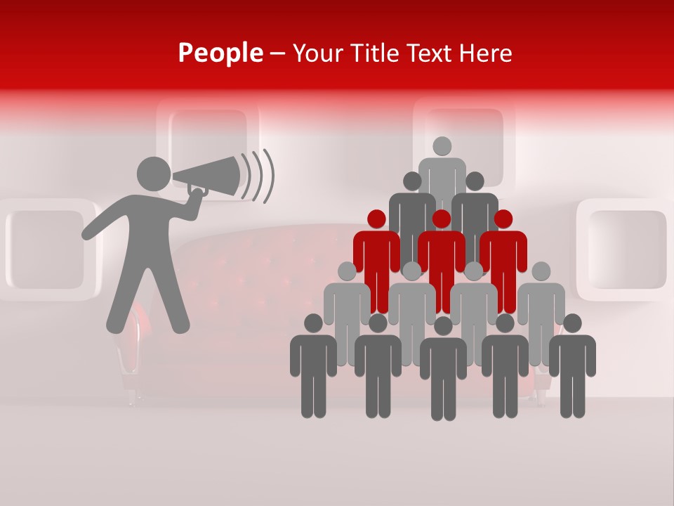 A Red Couch Sitting In Front Of A White Wall PowerPoint Template