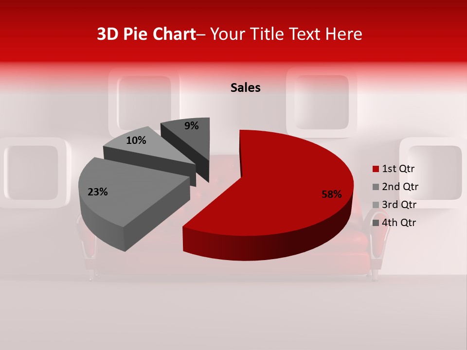 A Red Couch Sitting In Front Of A White Wall PowerPoint Template