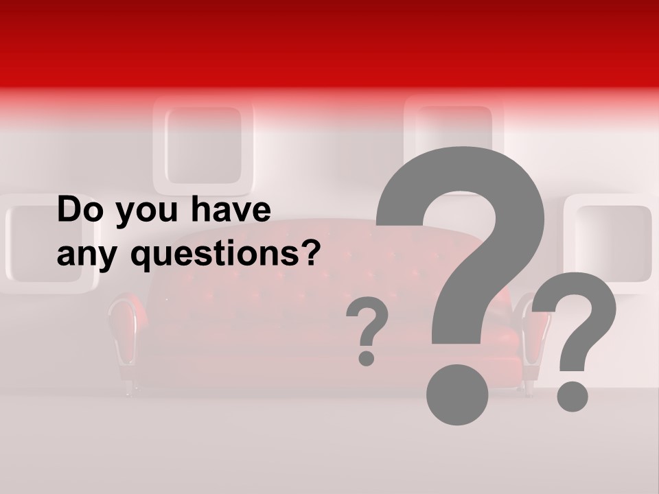 A Red Couch Sitting In Front Of A White Wall PowerPoint Template