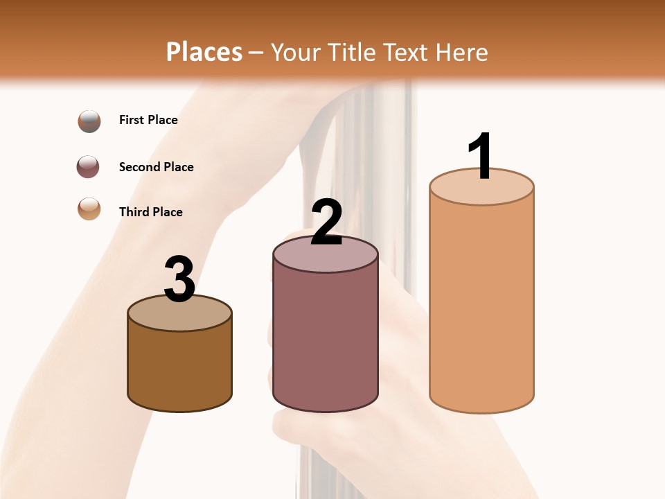 Female Hands Hold On To Pole Over White PowerPoint Template