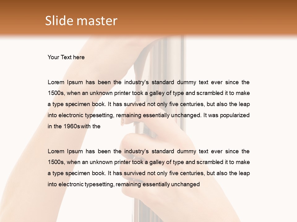 Female Hands Hold On To Pole Over White PowerPoint Template