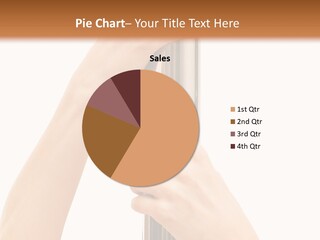 Female Hands Hold On To Pole Over White PowerPoint Template