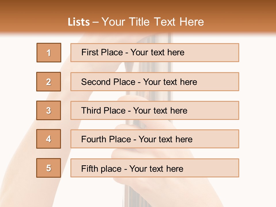 Female Hands Hold On To Pole Over White PowerPoint Template