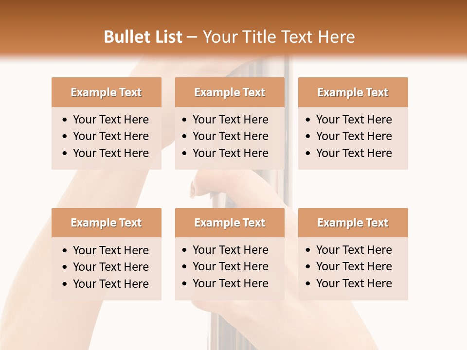 Female Hands Hold On To Pole Over White PowerPoint Template
