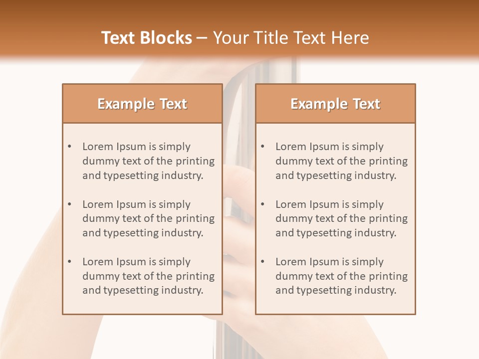 Female Hands Hold On To Pole Over White PowerPoint Template