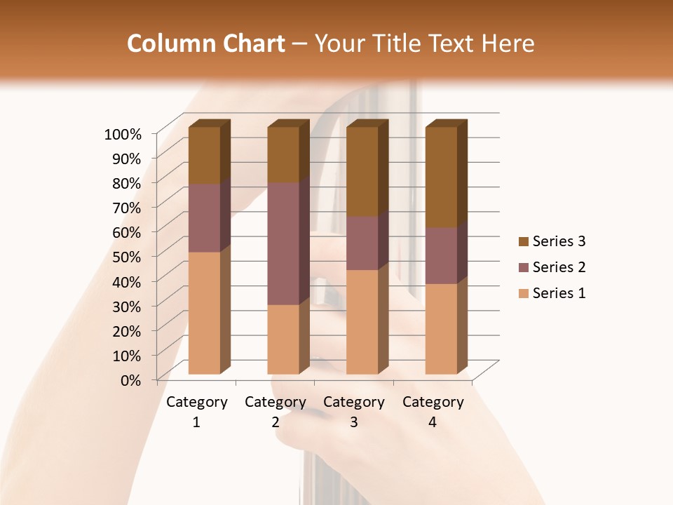 Female Hands Hold On To Pole Over White PowerPoint Template